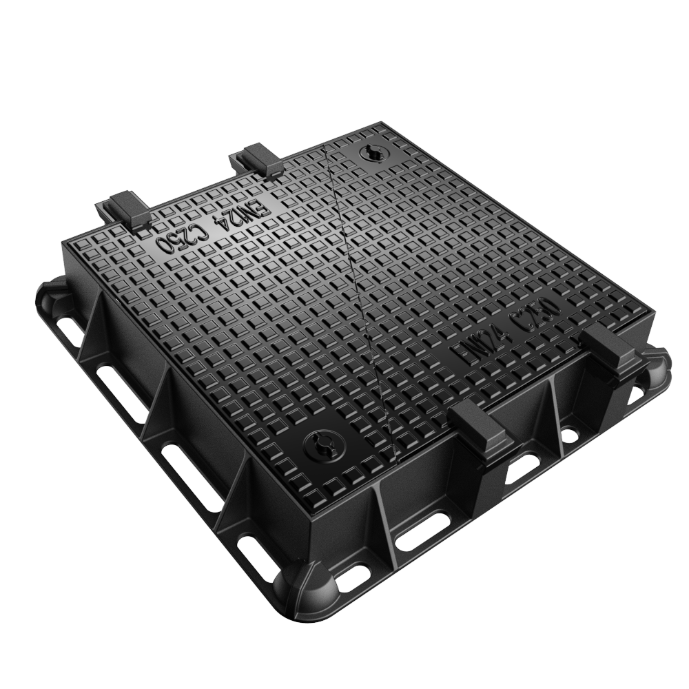 anti settling square quiet en124 c250 ductile iron manhole cover
